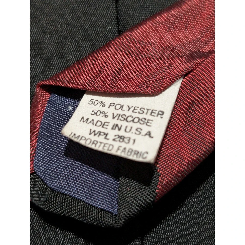 Bonjour‎ Necktie Mens OS Black Red Gold Harlequin Colorblock Jacquard USA Made